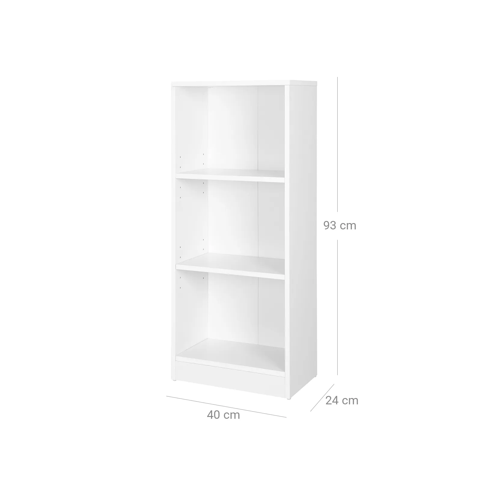 Balta lentyna 3 pakopų pastatoma knygoms Adjustable Shelves Bookcase LBCW
