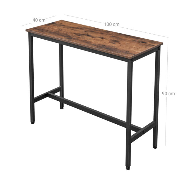Baro stalas siauras industrinis juodas rėmas su rudu vintažiniu stalviršiumi 6