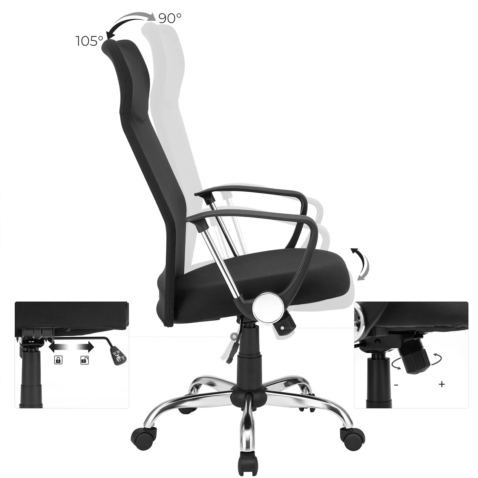 Biuro kėdė ergonominė medžiaginiu užvalkalu juoda Biuro kėdė ergonominė medžiaginiu užvalkalu juoda Akcija