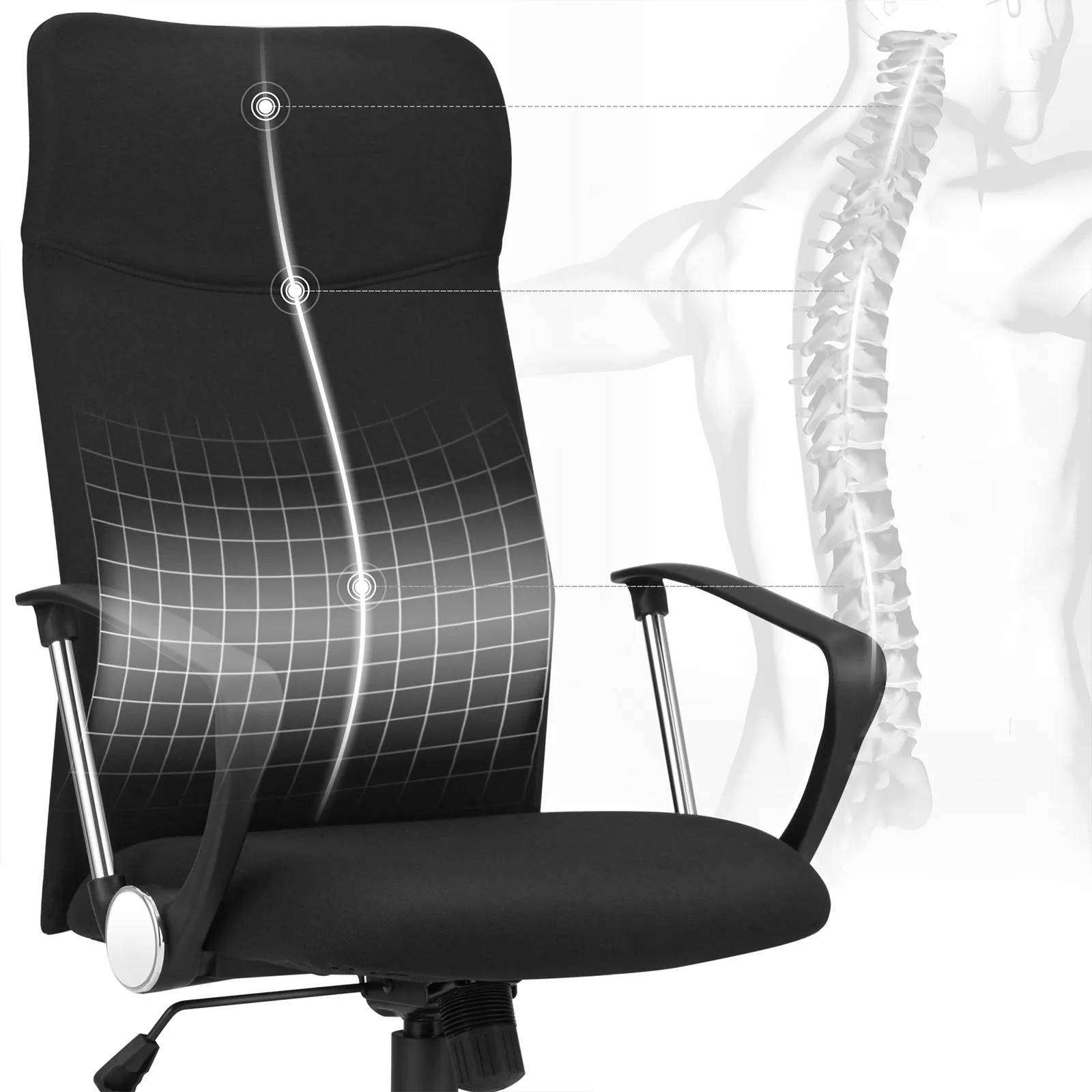 Biuro kėdė ergonominė medžiaginiu užvalkalu juoda Biuro kėdė ergonominė medžiaginiu užvalkalu juoda Akcija