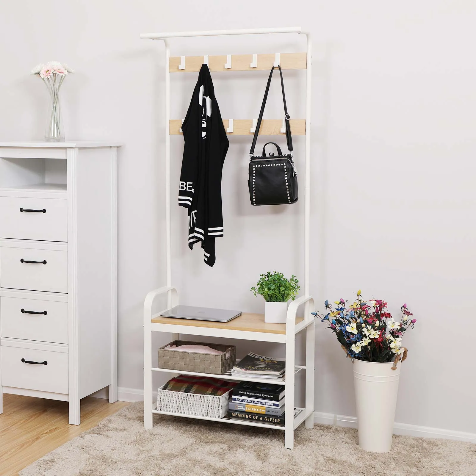 Garderobe Schuhregal Weiss Natur HSR40W 3 balduloftaslt Garderobe Schuhregal Weiss Natur HSRW
