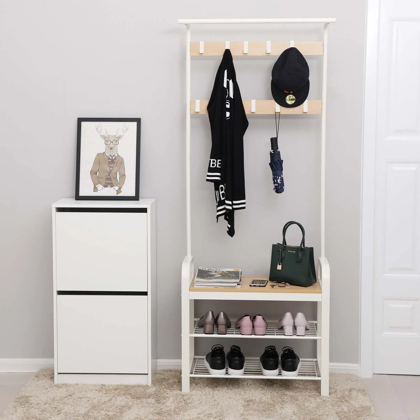 Garderobe Schuhregal Weiss Natur HSR40W 4 balduloftaslt Garderobe Schuhregal Weiss Natur HSRW