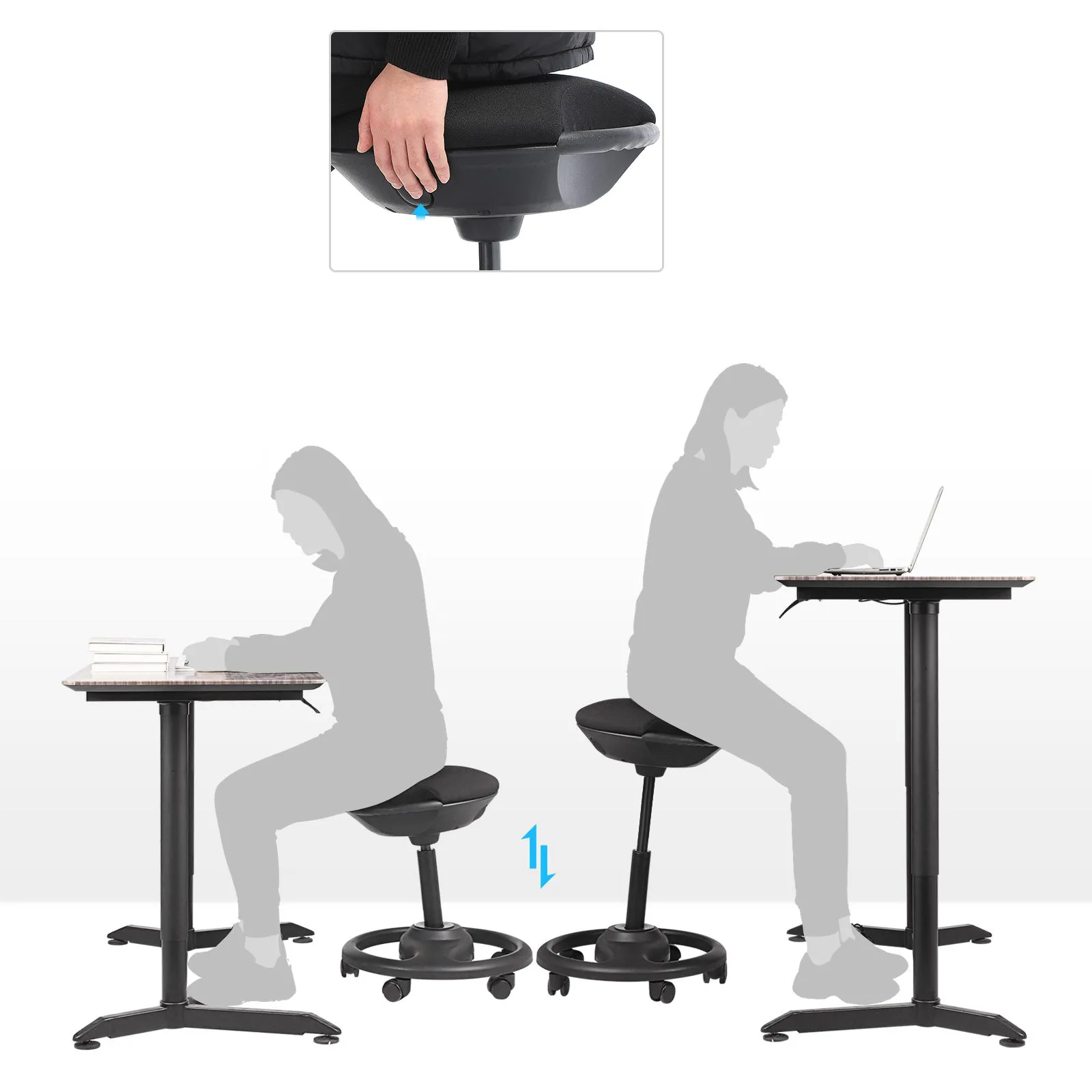 Ergonomischer Arbeitshocker hohenverstellbar OSC06BK 7 balduloftaslt Ergonomischer Arbeitshocker hohenverstellbar OSCBK