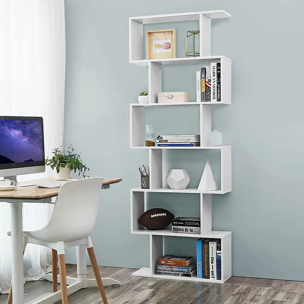 LBC61WT 2 balduloftaslt Knygų lentyna balta 6 pakopų talpi pastatoma Akcija