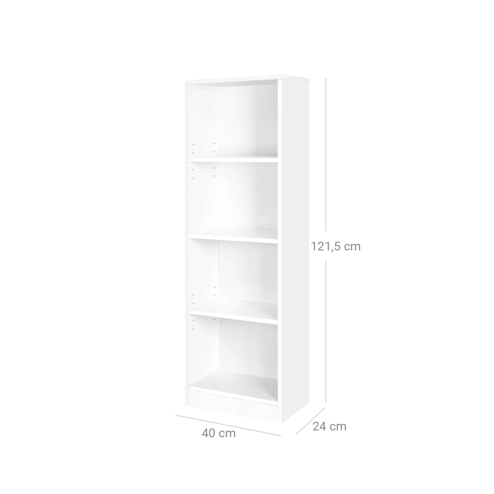 Knygų lentyna siaura 4 skyrių balta pastatoma LBC104W VASAGLE Knygų lentyna siaura skyrių balta pastatoma LBCW