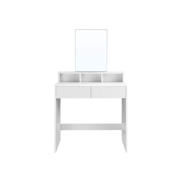 Kosmetinis staliukas baltas su veidrodžiu 2 stalčiais 2