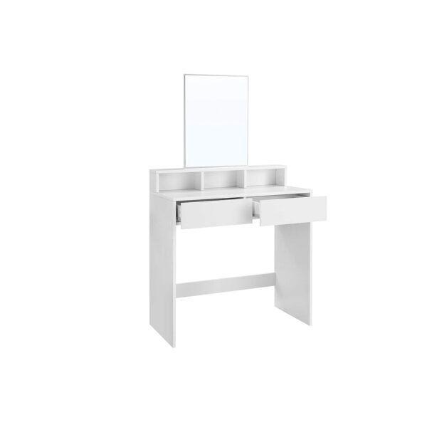 Kosmetinis staliukas baltas su veidrodžiu 2 stalčiais