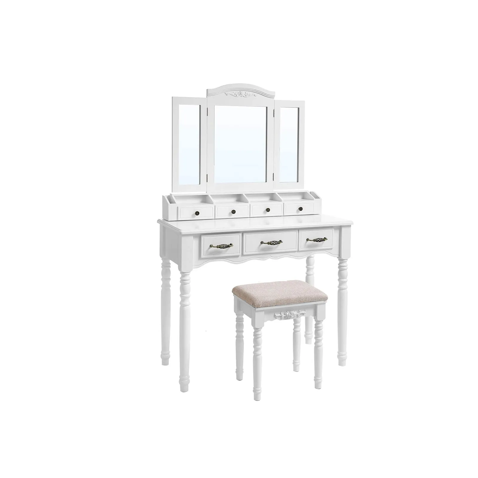 Schminktisch mit 7 Schubladen RDT60WT 2 balduloftaslt Schminktisch mit Schubladen RDTWT