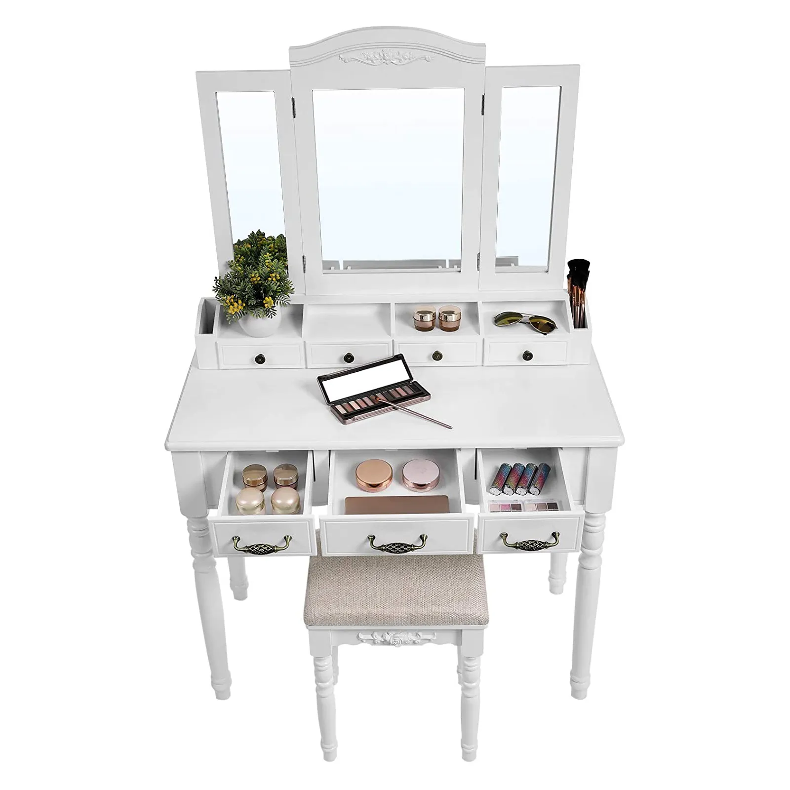 Schminktisch mit 7 Schubladen RDT60WT 5 balduloftaslt Schminktisch mit Schubladen RDTWT
