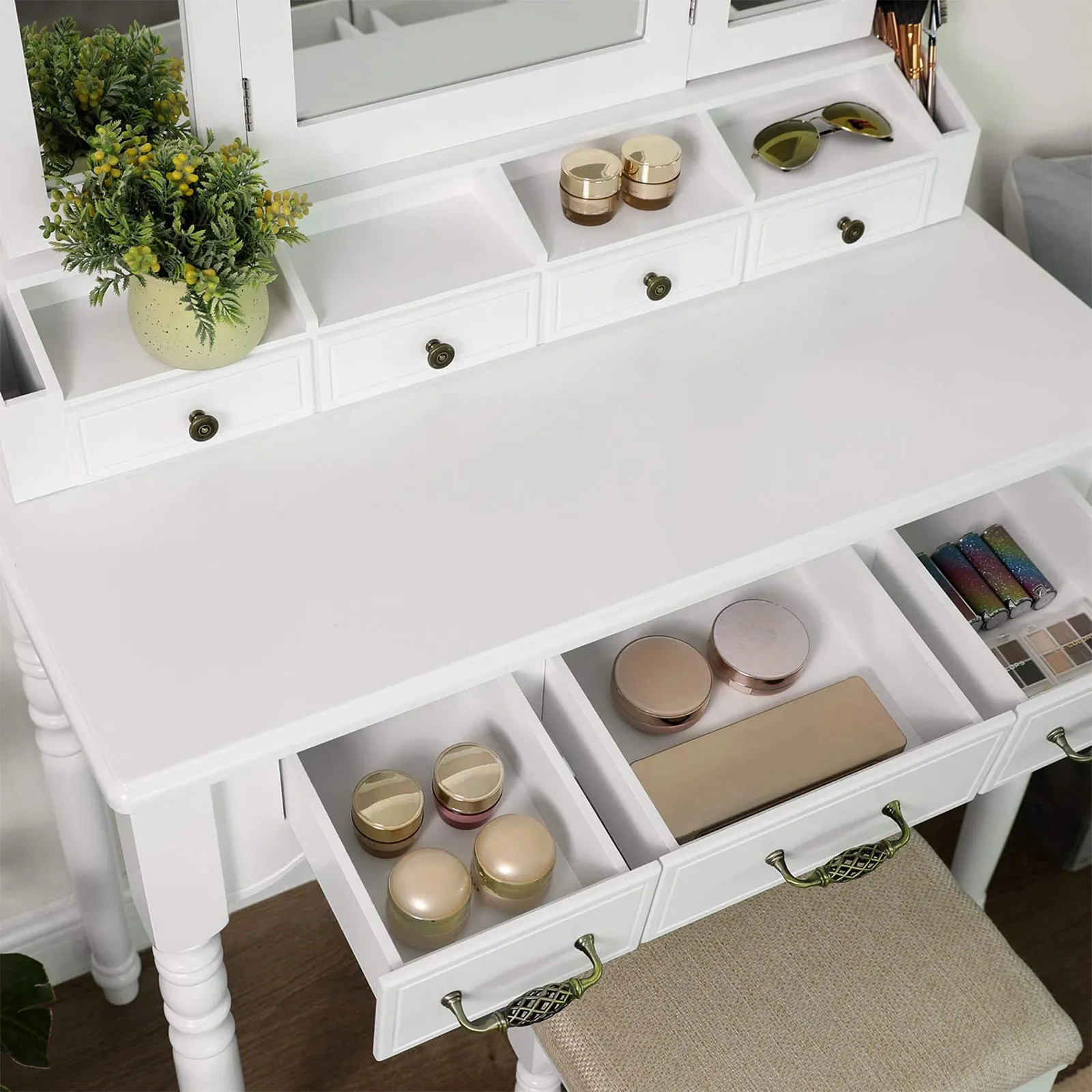 Schminktisch mit 7 Schubladen RDT60WT 6 balduloftaslt Schminktisch mit Schubladen RDTWT