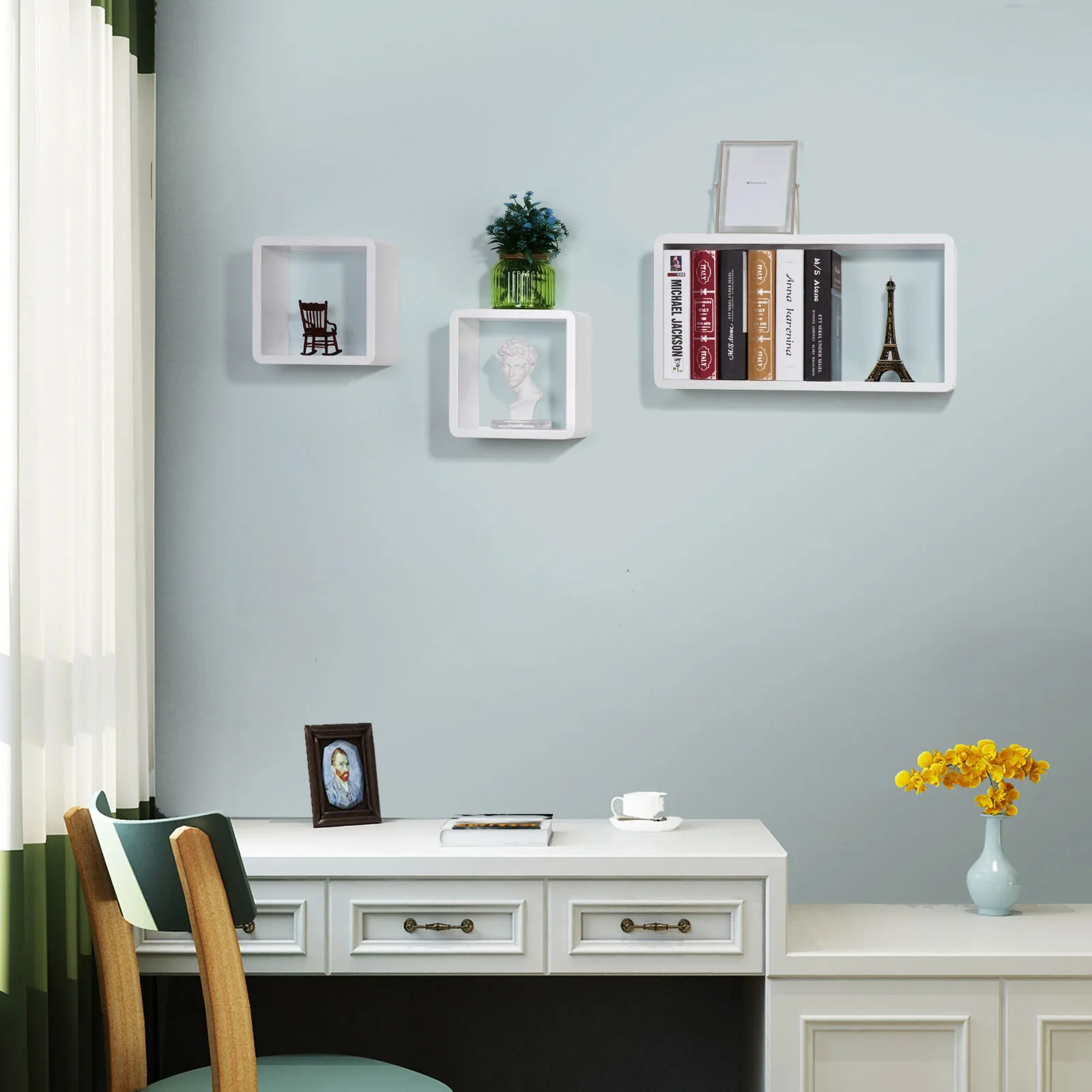 Wuerfelfoermige Wandregale 3er Set Weiss LWS50WT 4 balduloftaslt Wuerfelfoermige Wandregale er Set Weiss LWSWT