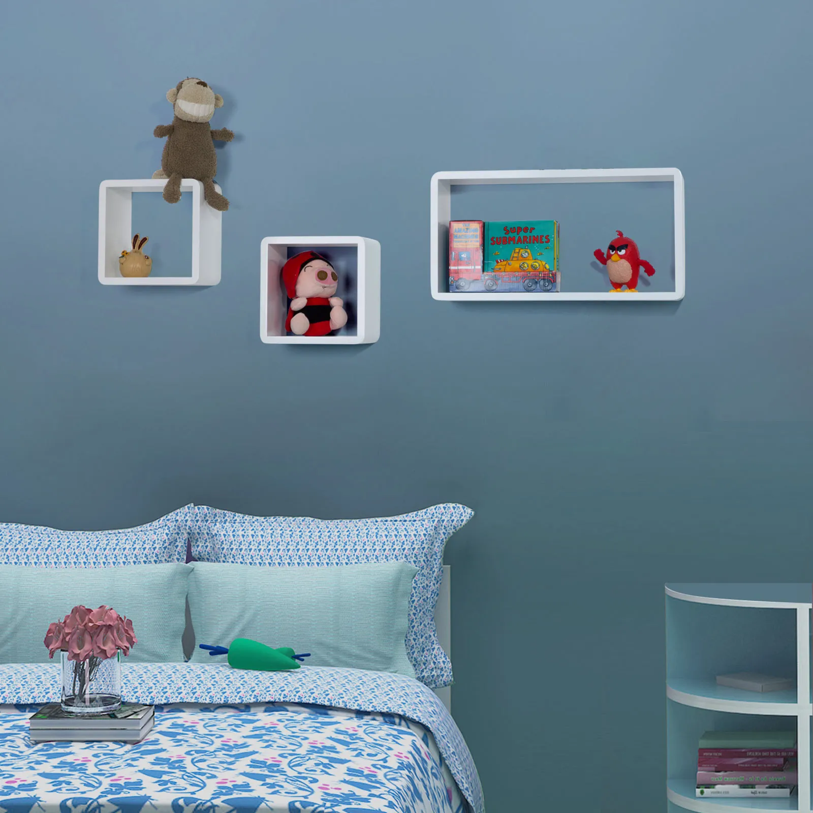 Wuerfelfoermige Wandregale 3er Set Weiss LWS50WT 5 balduloftaslt Wuerfelfoermige Wandregale er Set Weiss LWSWT
