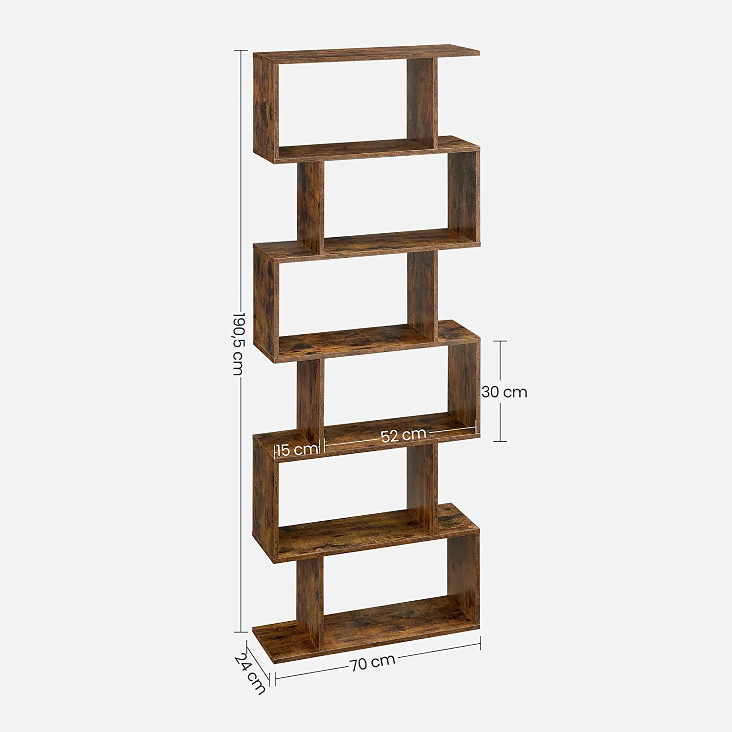 LBC61BX 9 balduloftaslt Pastatoma knygų lentyna Zigzag 6 skyrių vintažinė ruda Akcija