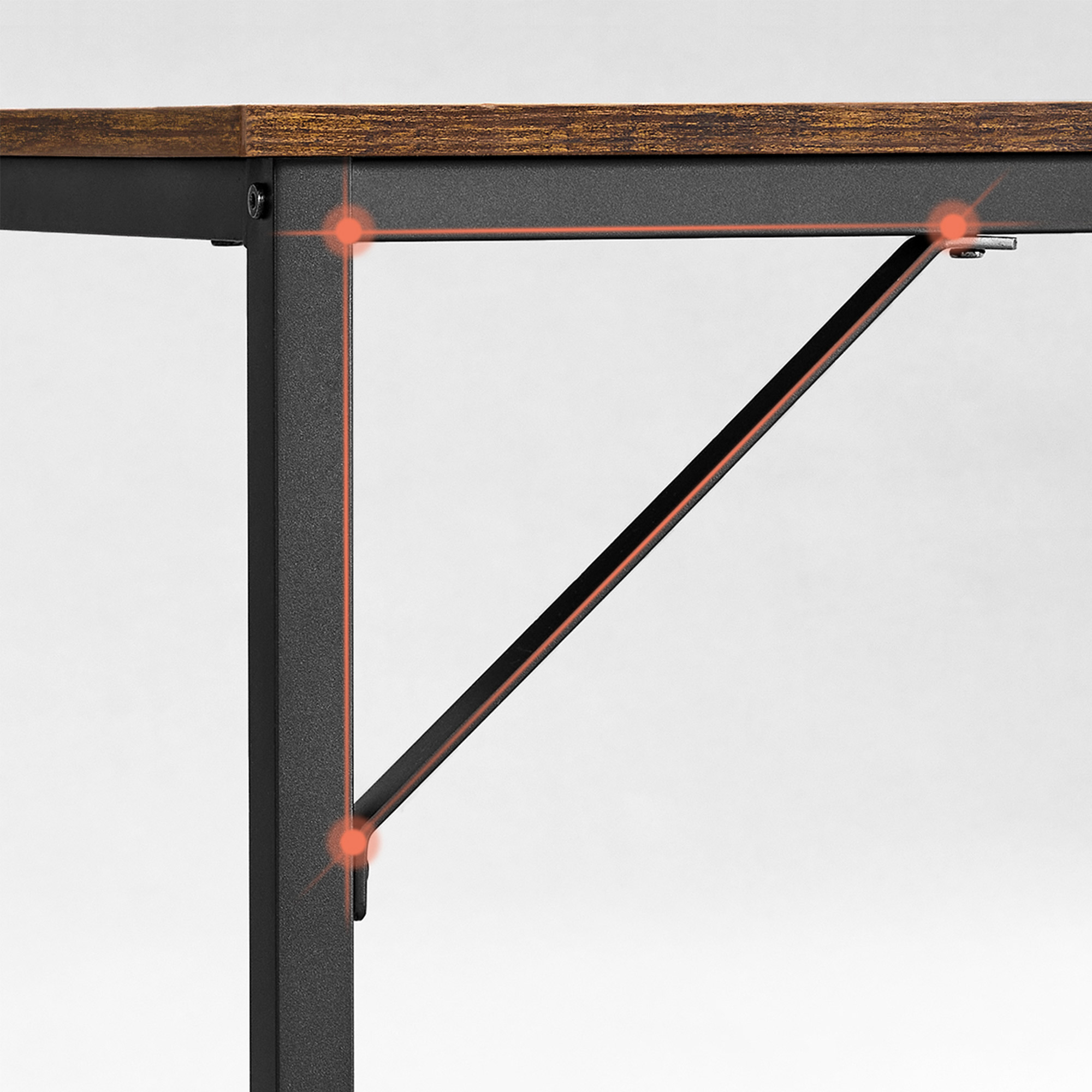 Rašomasis stalas vintažinis rudas su juodo plieno industriniu rėmu 5