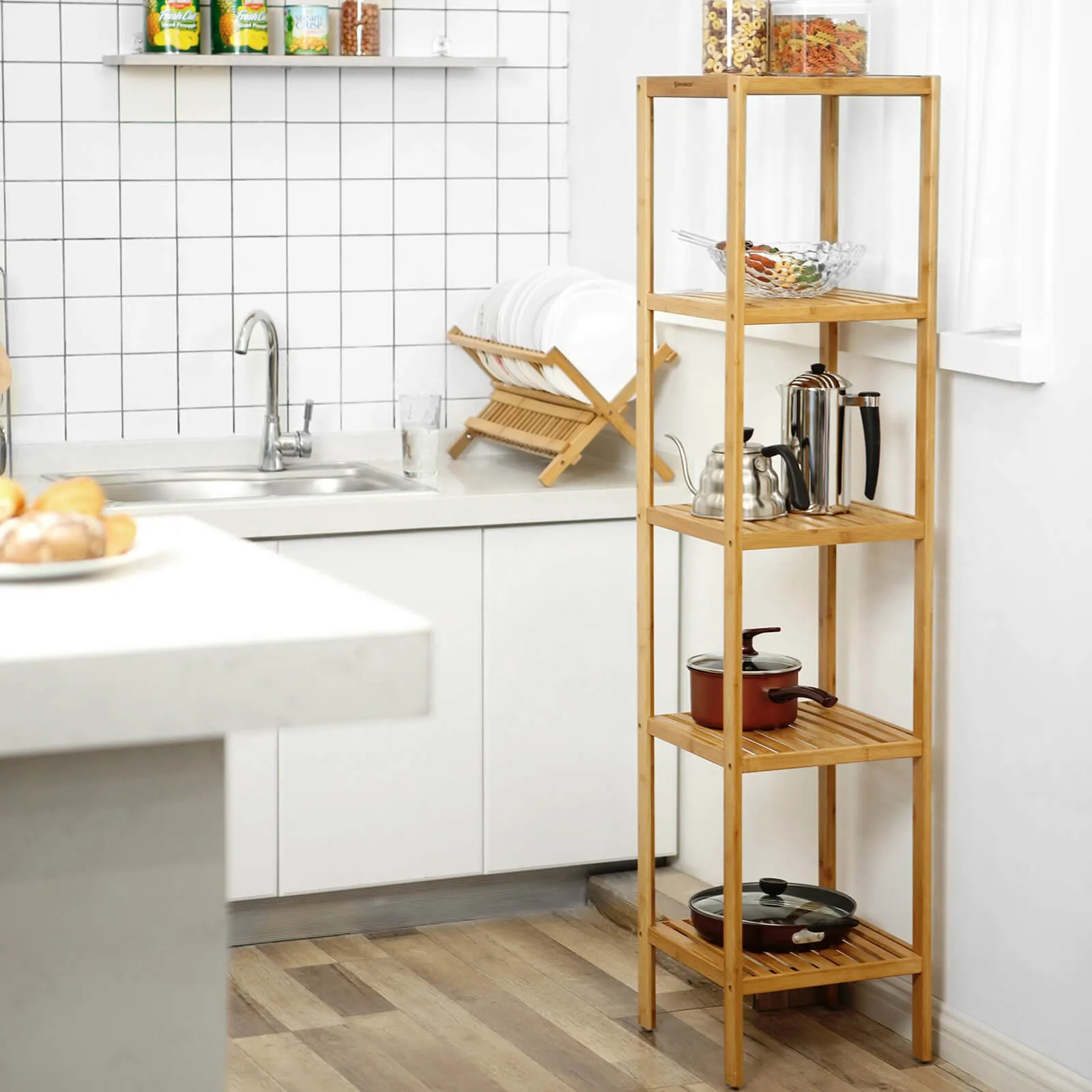Badregal Bambus 5 Ablagen schmal BCB55Y 2 balduloftaslt Badregal Bambus Ablagen schmal BCBY