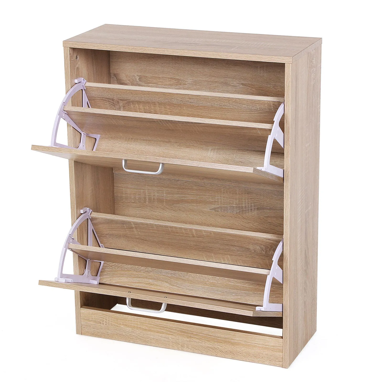 Spintelė batams šviesiai ruda 2 stalčių 8-12 porų batų Schuhschrank Klappen Holzoptik LBCH