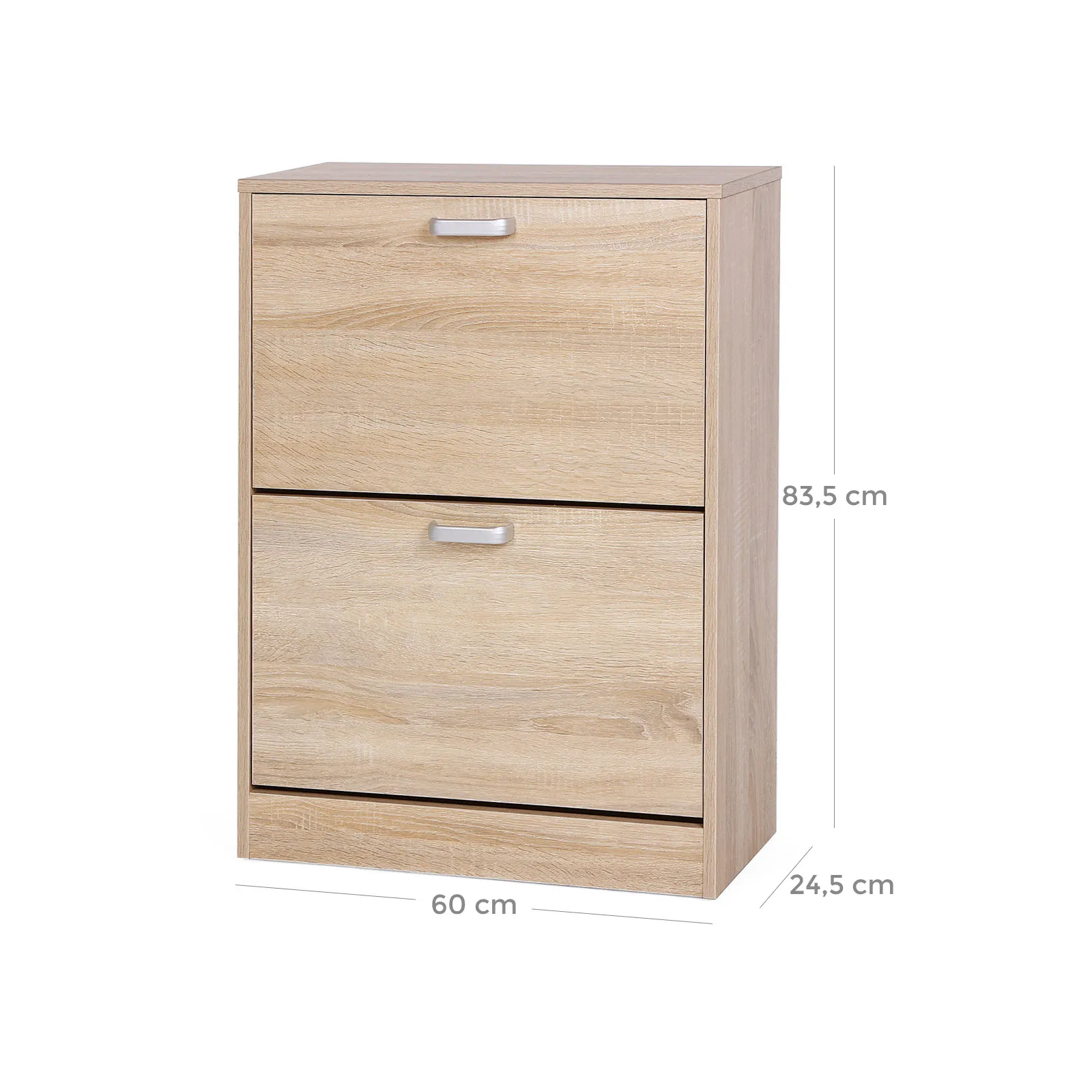 Spintelė batams šviesiai ruda 2 stalčių 8-12 porų batų Schuhschrank Klappen Holzoptik LBCH