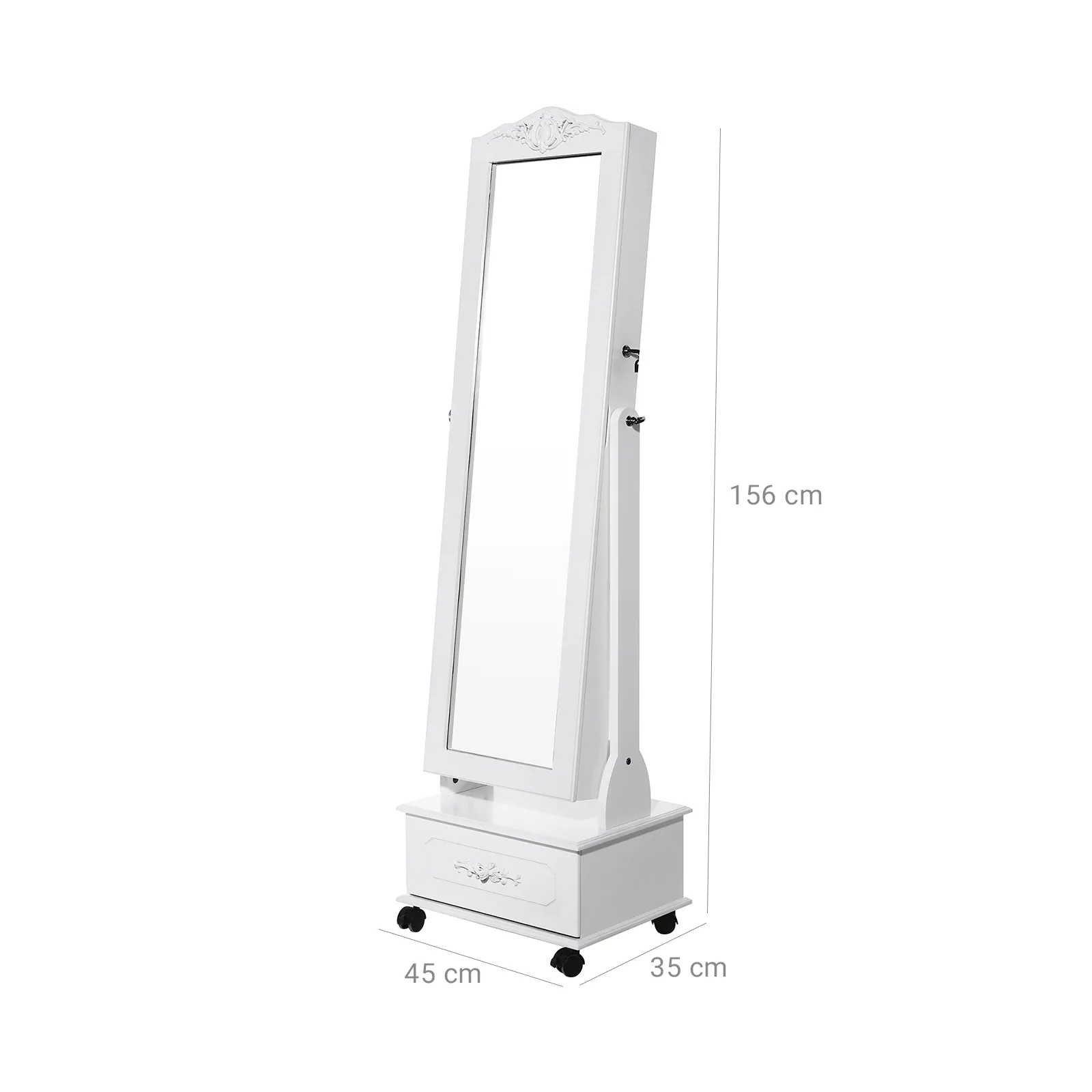 Mobiler Schmuckschrank Weiss JBC61W 6 balduloftaslt Mobiler Schmuckschrank Weiss JBCW