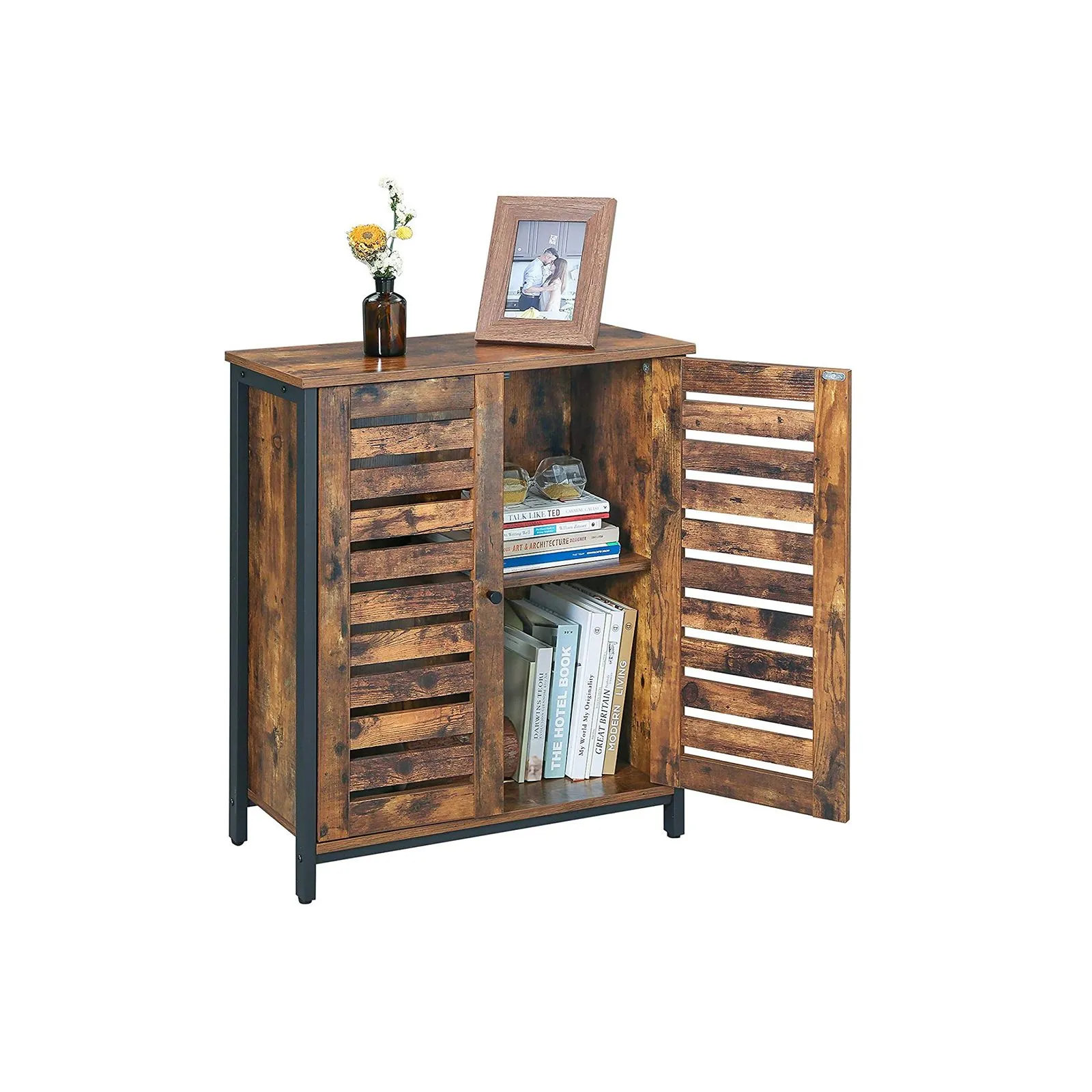 Industrial Look Sideboard mit 2 Lamellentueren LSC78BX 2 balduloftaslt Industrial Look Sideboard mit Lamellentueren LSCBX