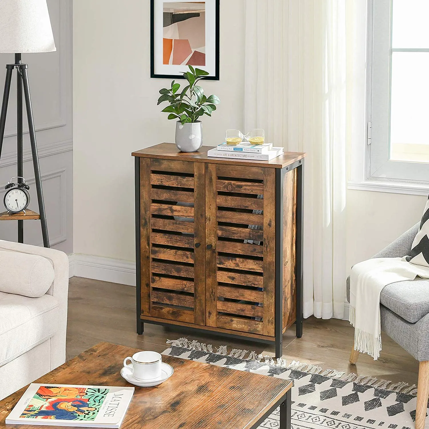 Industrial Look Sideboard mit 2 Lamellentueren LSC78BX 3 balduloftaslt Industrial Look Sideboard mit Lamellentueren LSCBX