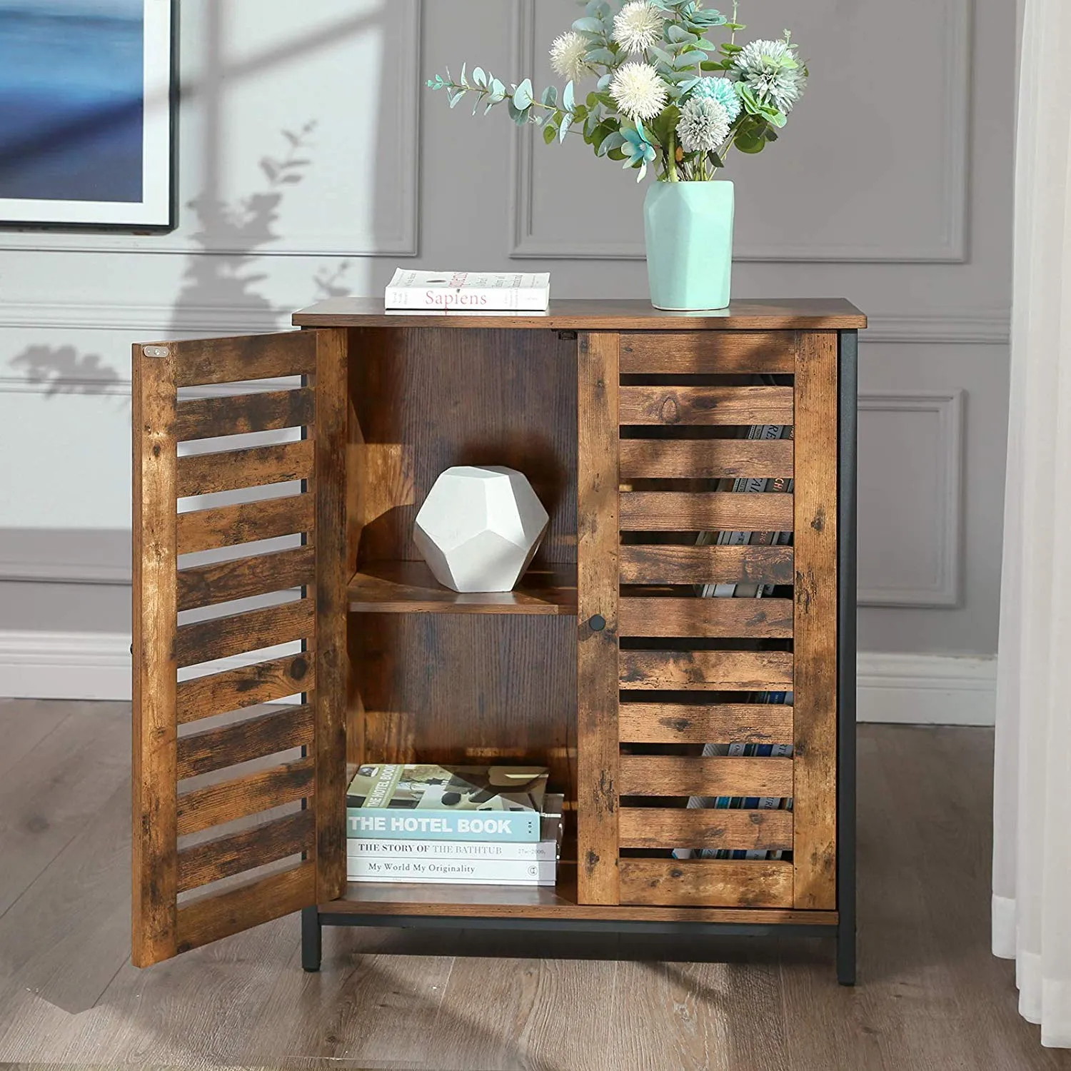 Industrial Look Sideboard mit 2 Lamellentueren LSC78BX 4 balduloftaslt Industrial Look Sideboard mit Lamellentueren LSCBX