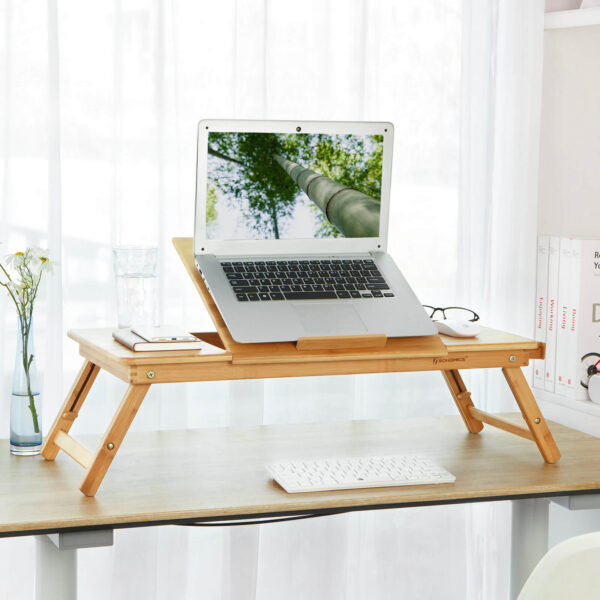 Sulankstomas nešiojamo kompiuterio staliukas bambukinis 4