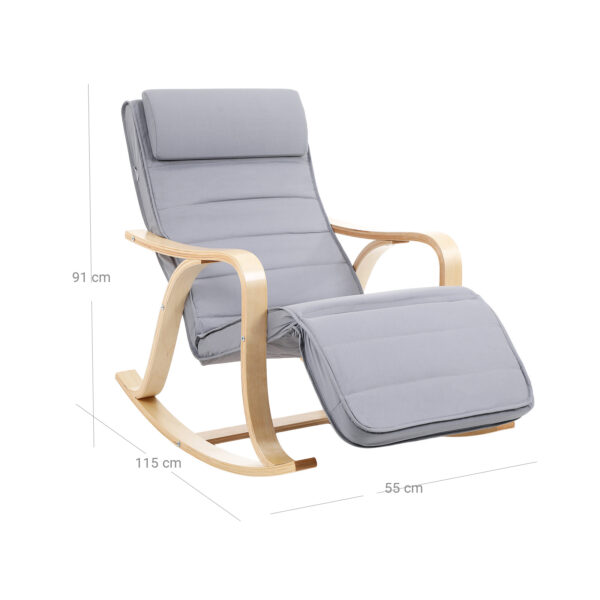 Supama kėdė fotelis pilkas reguliuojama kojų atrama 7