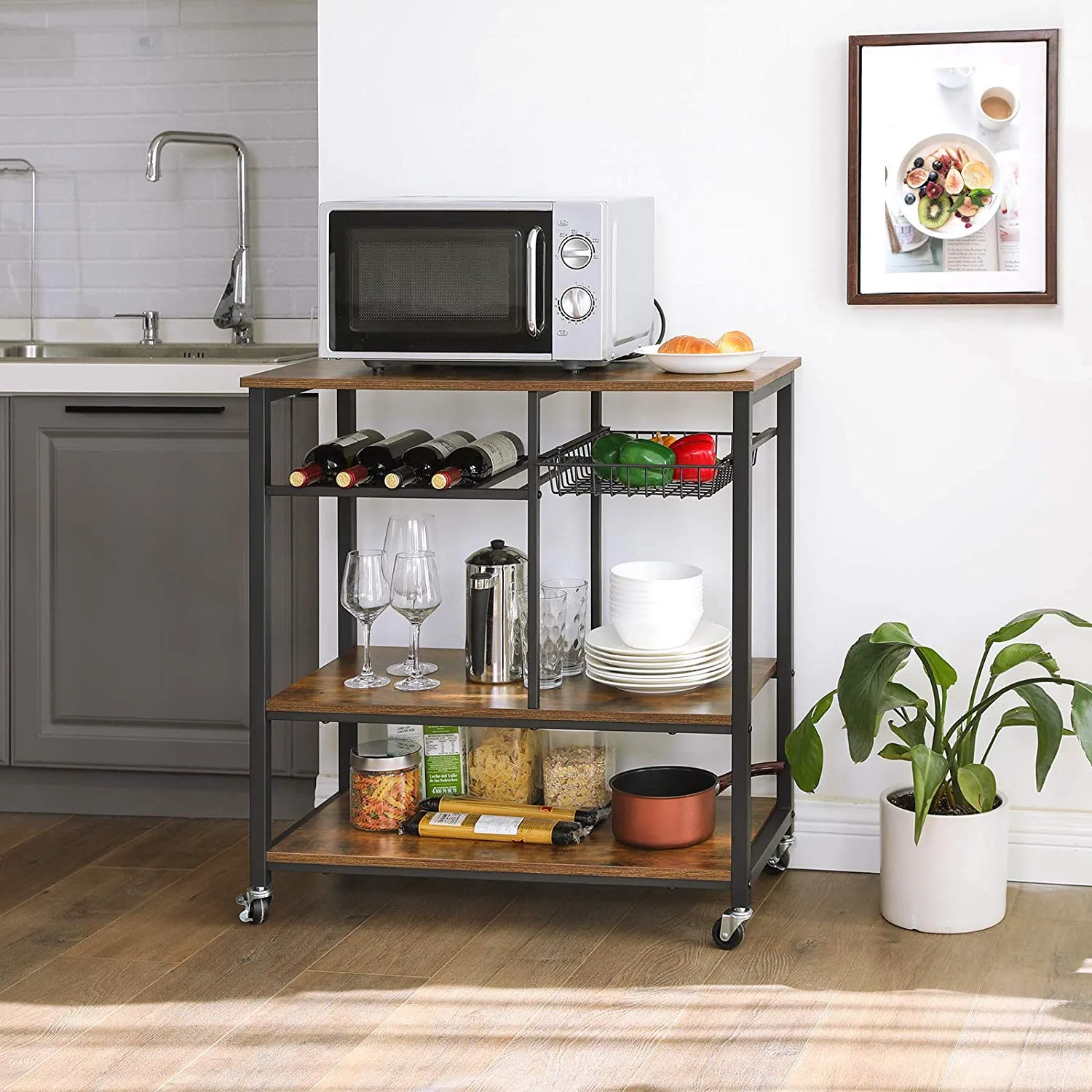Kuechenregal auf Rollen Industrielook KKS80X 3 balduloftaslt Kuechenregal auf Rollen Industrielook KKSX