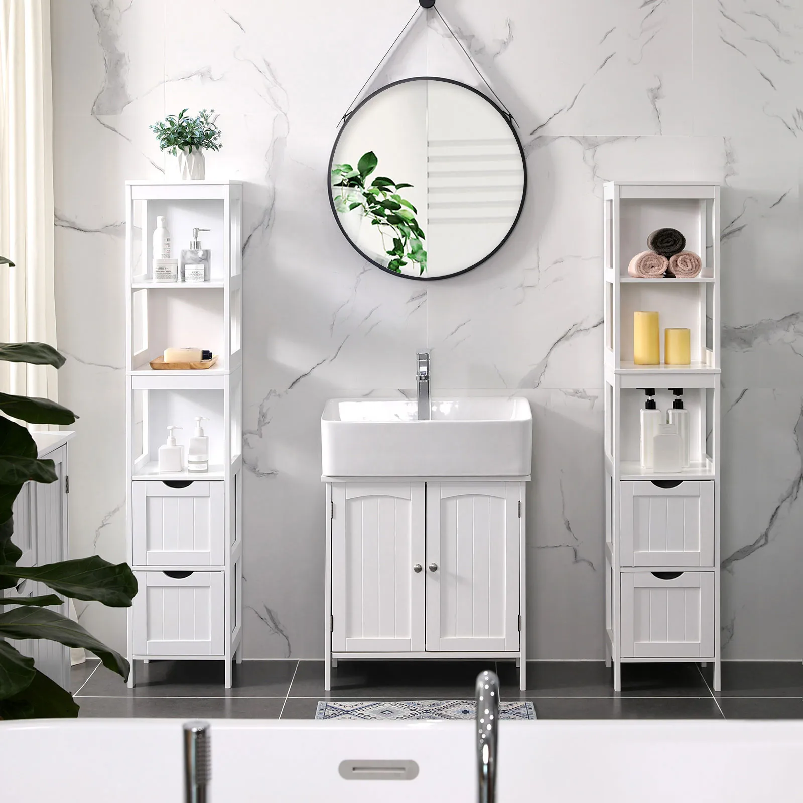 Tall Bathroom Cabinet BBC66WT 3 balduloftaslt Tall Bathroom Cabinet BBCWT