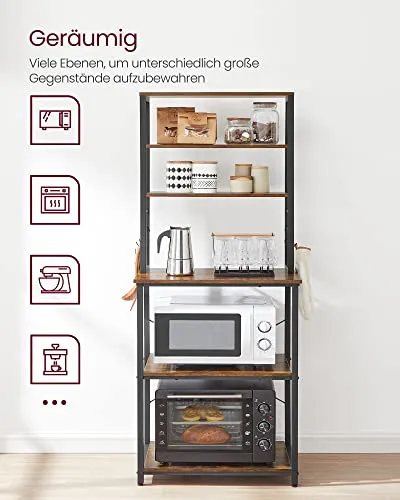 Virtuvės lentyna atvira 6 dalių vintažinė ruda BvEHQRL SL
