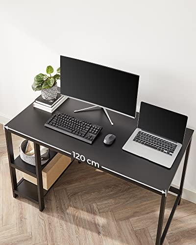 Kompiuterio stalas juodas su 2 atviromis lentynomis 7