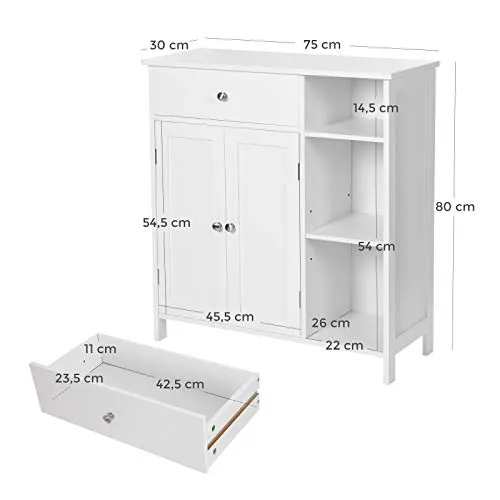 Pastatoma balta vonios spintelė su durelėmis ir stalčiumi 75cm cqfnEfqpL SL