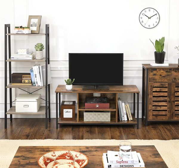 TV staliukas vintažinis rudas atviroms lentynomis 110cm 3