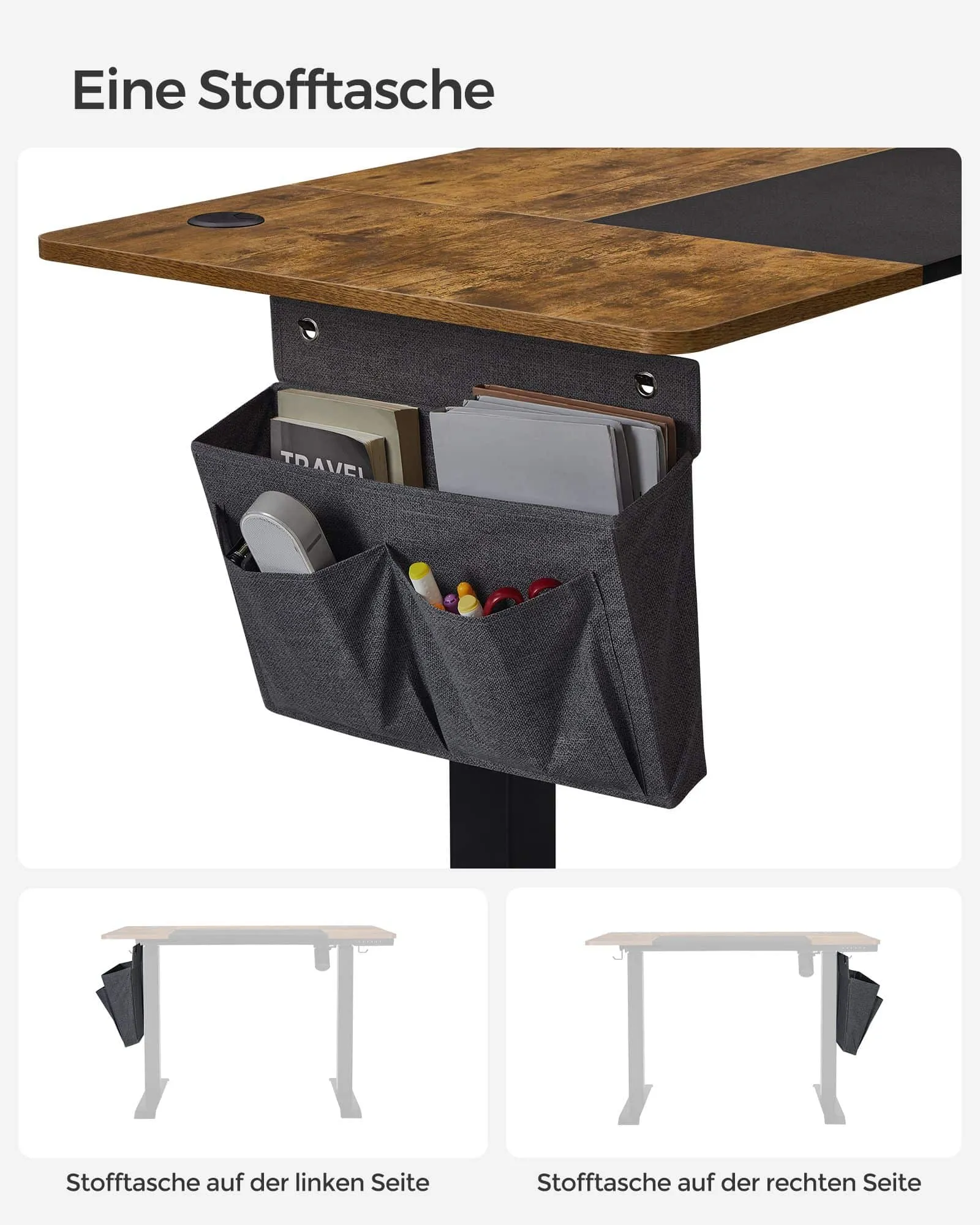 Elektrinis biuro stalas vintažinis rudas 60x120cm Elektrinis biuro stalas vintažinis rudas 60x120cm Akcija