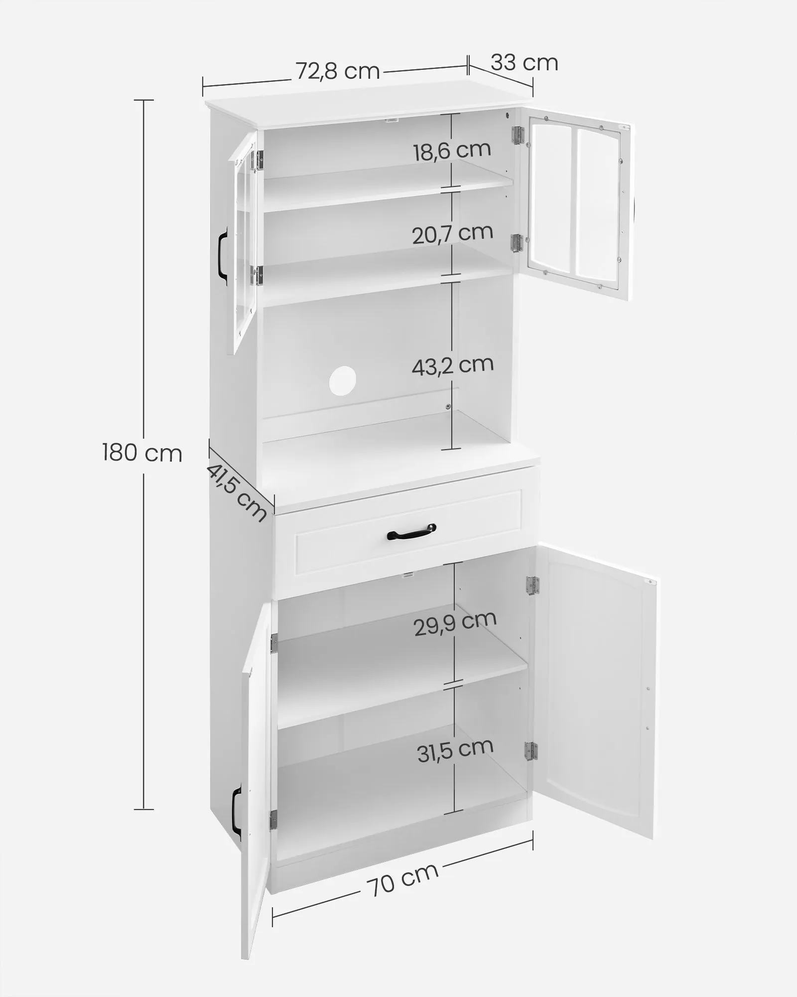 Virtuvės spintelė pastatoma 180cm balta Virtuvės spintelė pastatoma 180cm balta Akcija