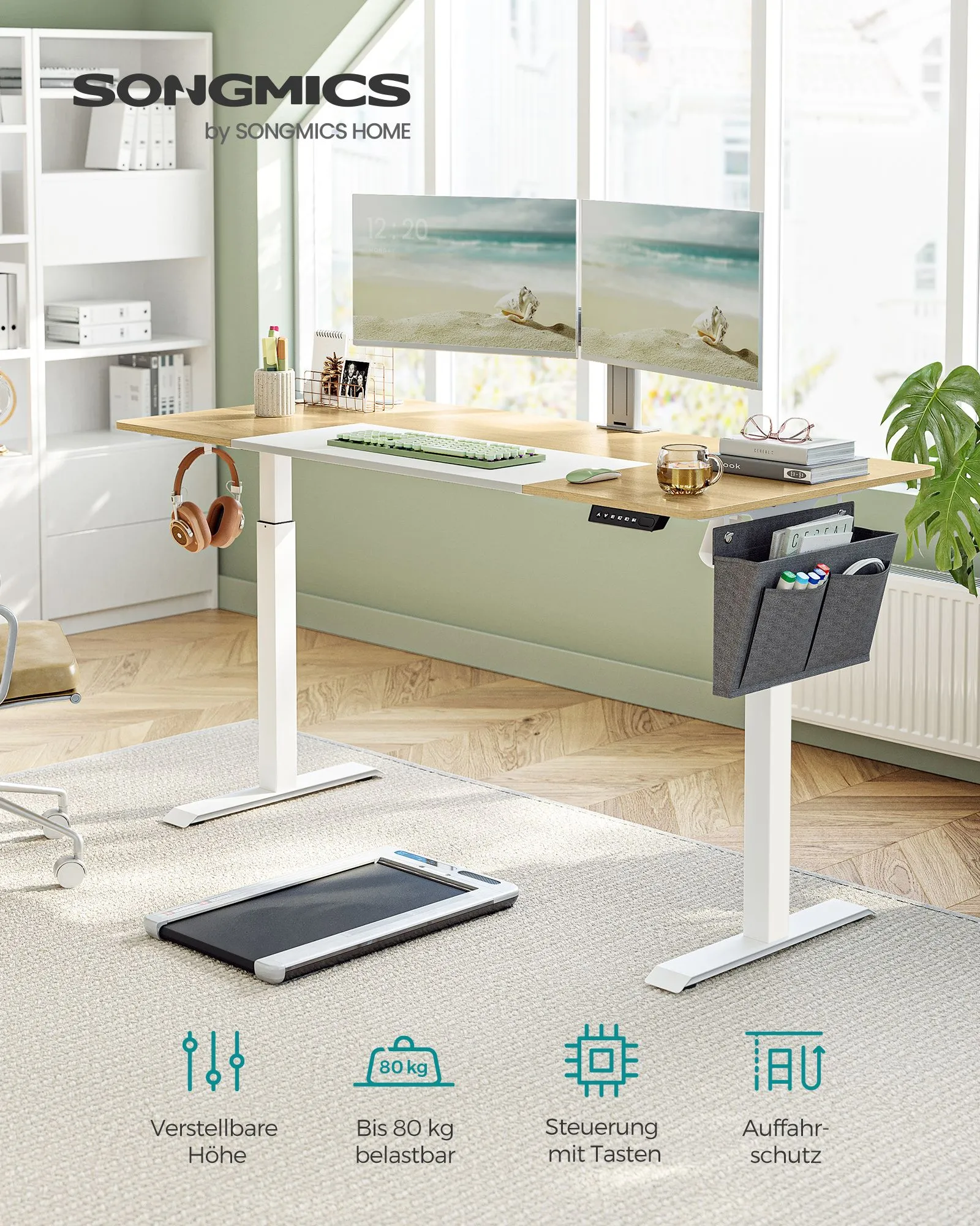 Elektrinis aukščio reguliavimo stalas, pastelinės geltonos ir baltos spalvos Elektrinis aukščio reguliavimo stalas, pastelinės geltonos ir baltos spalvos Akcija