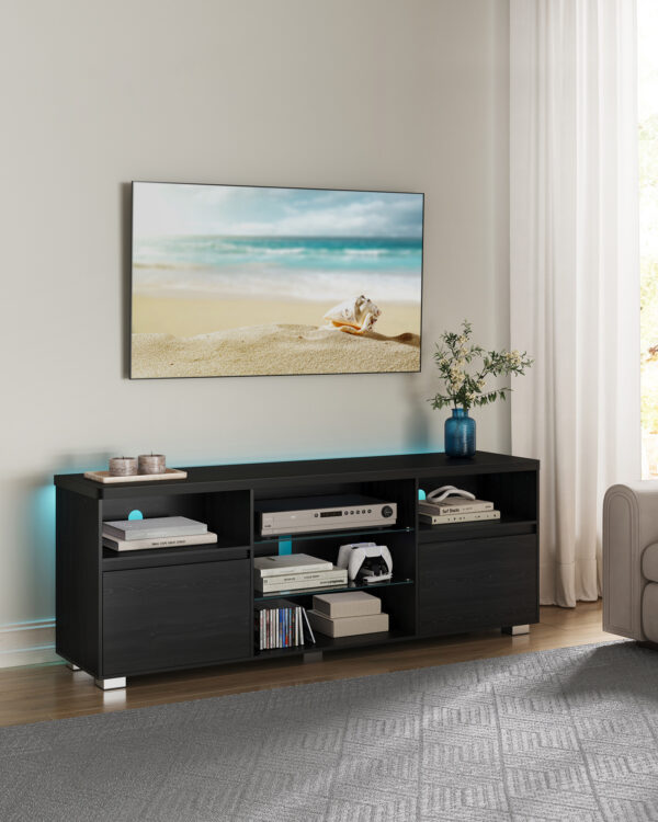 TV spintelė juoda su LED apšvietimu 160cm 3