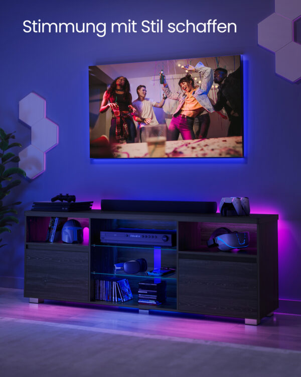 TV spintelė juoda su LED apšvietimu 160cm 9
