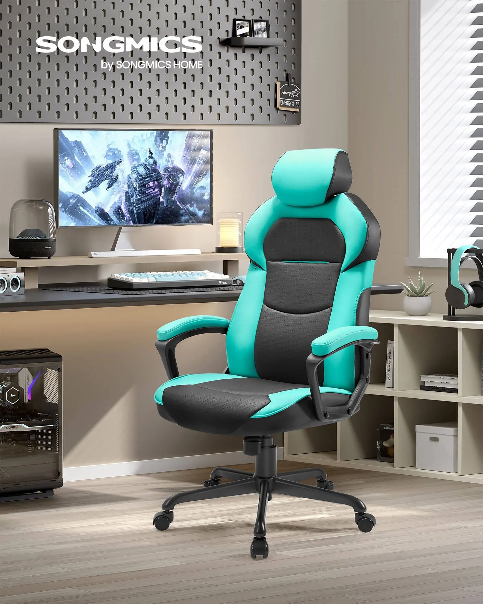 Biuro kėdė ryškios mėlynos spalvos ergonomiška iki 150kg Biuro kėdė ryškios mėlynos spalvos ergonomiška iki 150kg Akcija