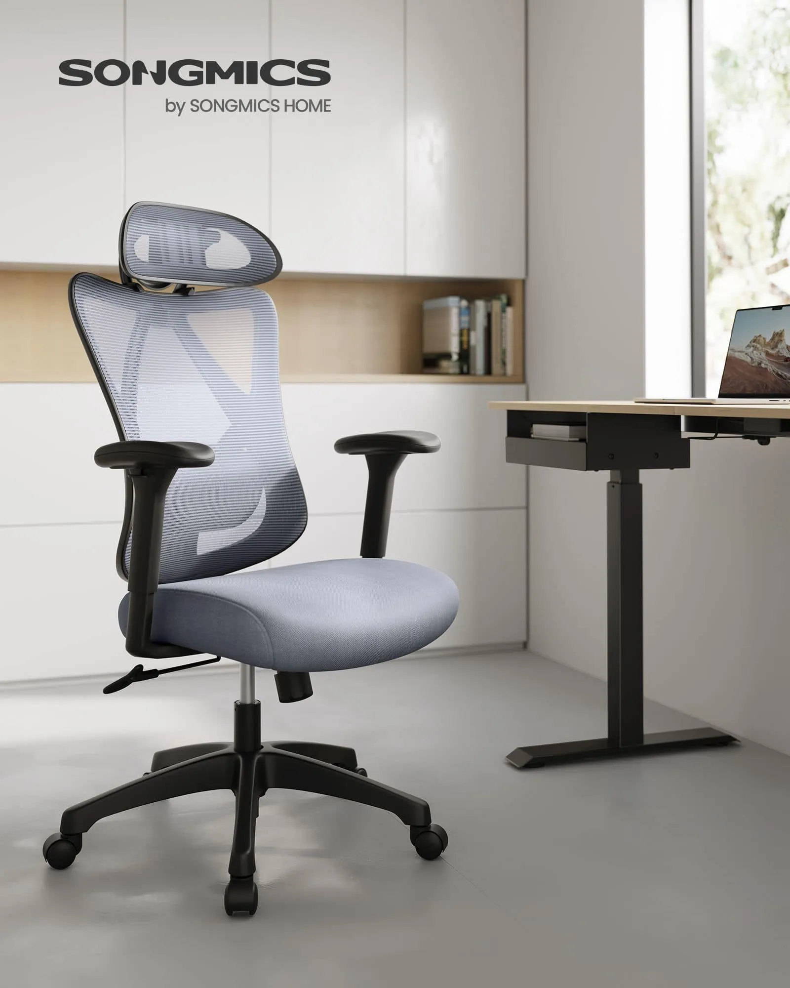 Elegantiška biuro kėdė reguliuojama ergonominė pilka iki 150 kg Elegantiška biuro kėdė reguliuojama ergonominė pilka iki 150 kg Akcija