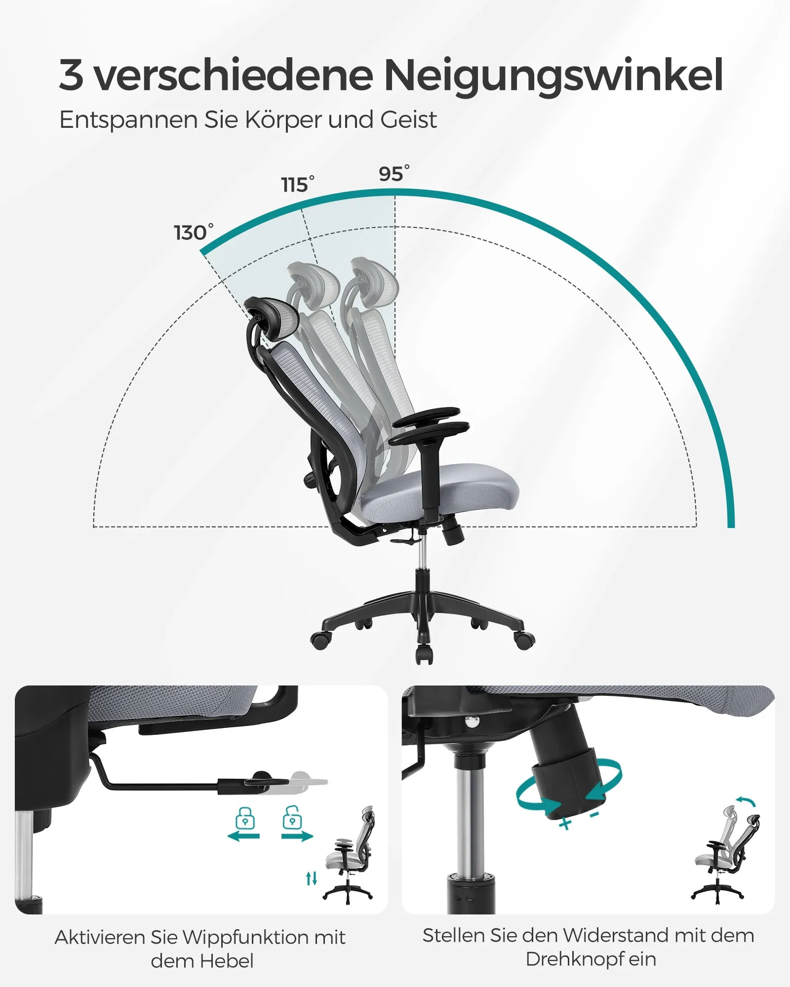 Elegantiška biuro kėdė reguliuojama ergonominė pilka iki 150 kg Elegantiška biuro kėdė reguliuojama ergonominė pilka iki 150 kg Akcija