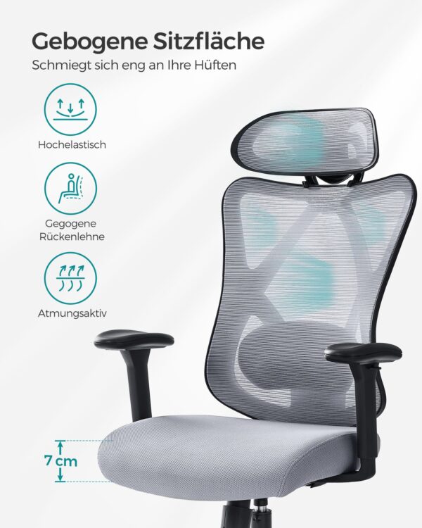 Elegantiška biuro kėdė reguliuojama ergonominė pilka iki 150 kg 6