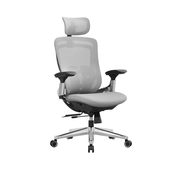 Ergonominė pilnai reguliuojama biuro kėdė su tinkleliu pilka