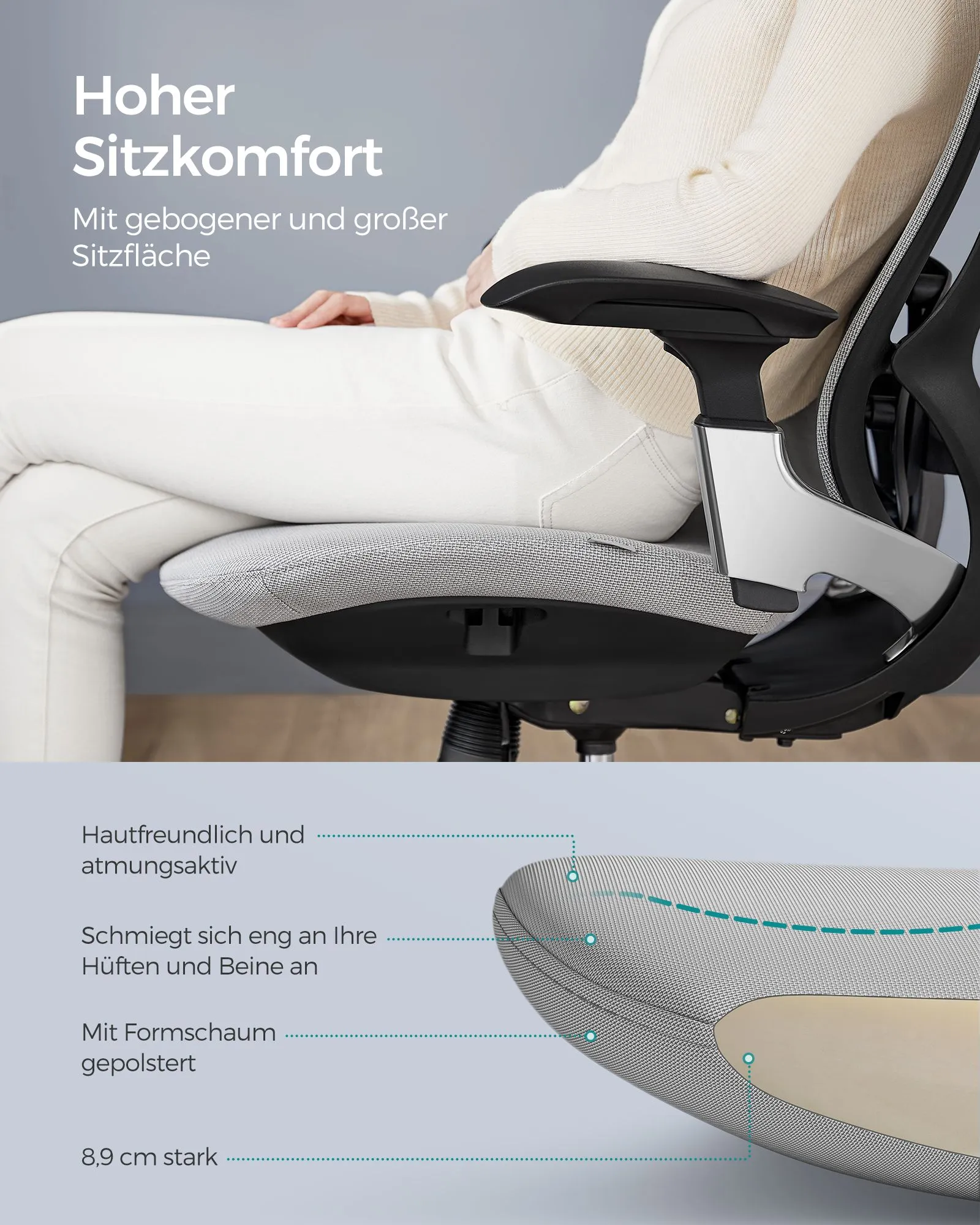 Ergonominė pilnai reguliuojama biuro kėdė su tinkleliu pilka Ergonominė pilnai reguliuojama biuro kėdė su tinkleliu pilka Akcija