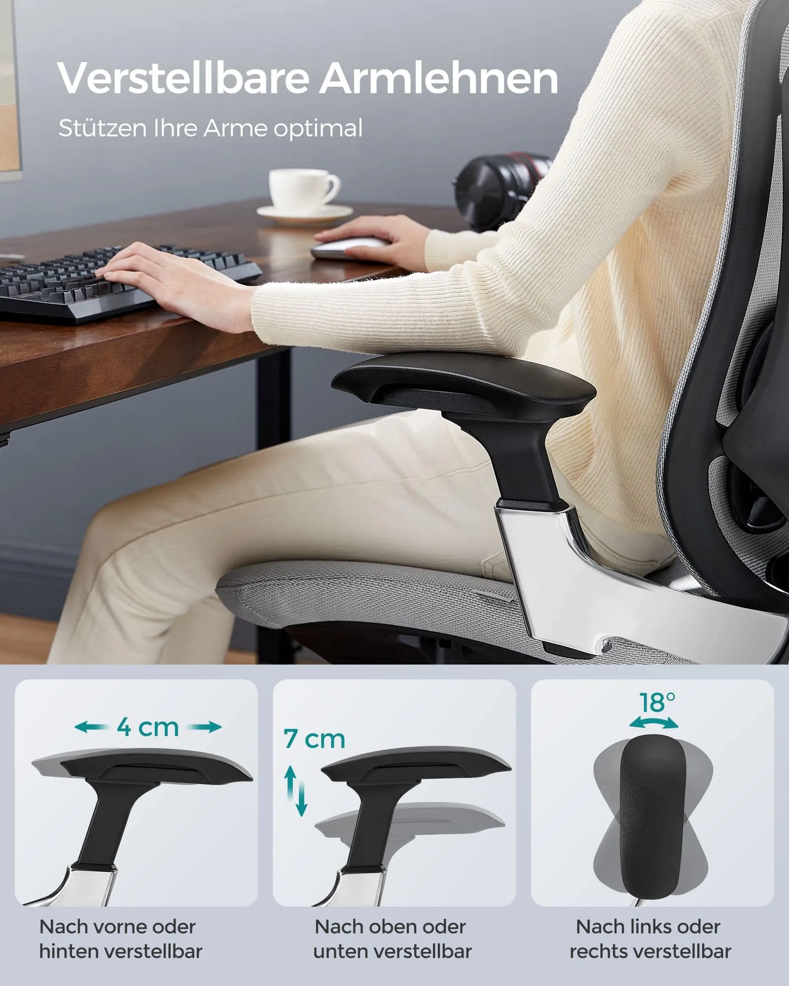 Ergonominė pilnai reguliuojama biuro kėdė su tinkleliu pilka Ergonominė pilnai reguliuojama biuro kėdė su tinkleliu pilka Akcija