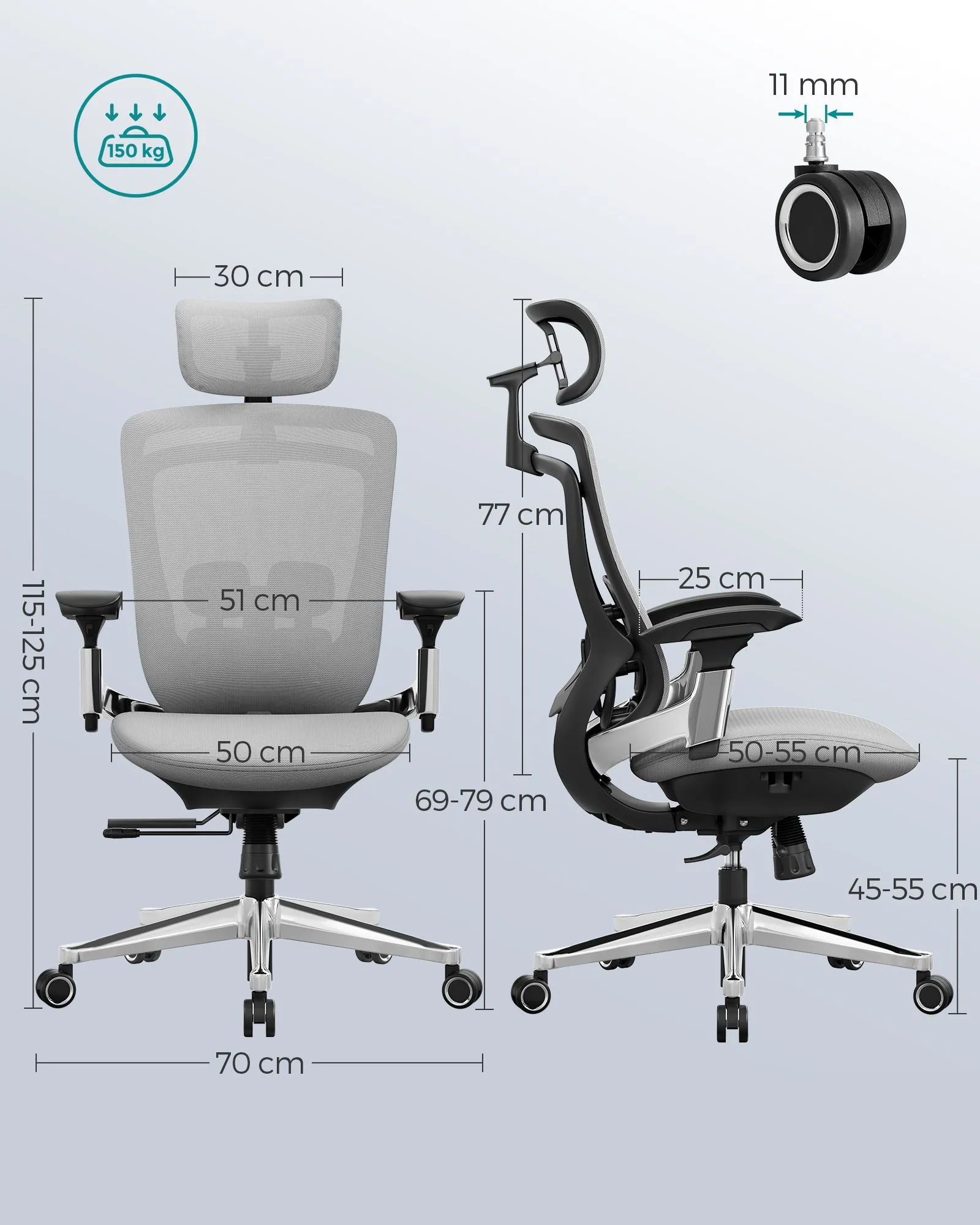 Ergonominė pilnai reguliuojama biuro kėdė su tinkleliu pilka Ergonominė pilnai reguliuojama biuro kėdė su tinkleliu pilka Akcija