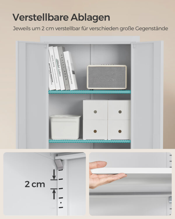Metalinė spinta su reguliuojamomis lentynomis pilka 60cm pločio 4