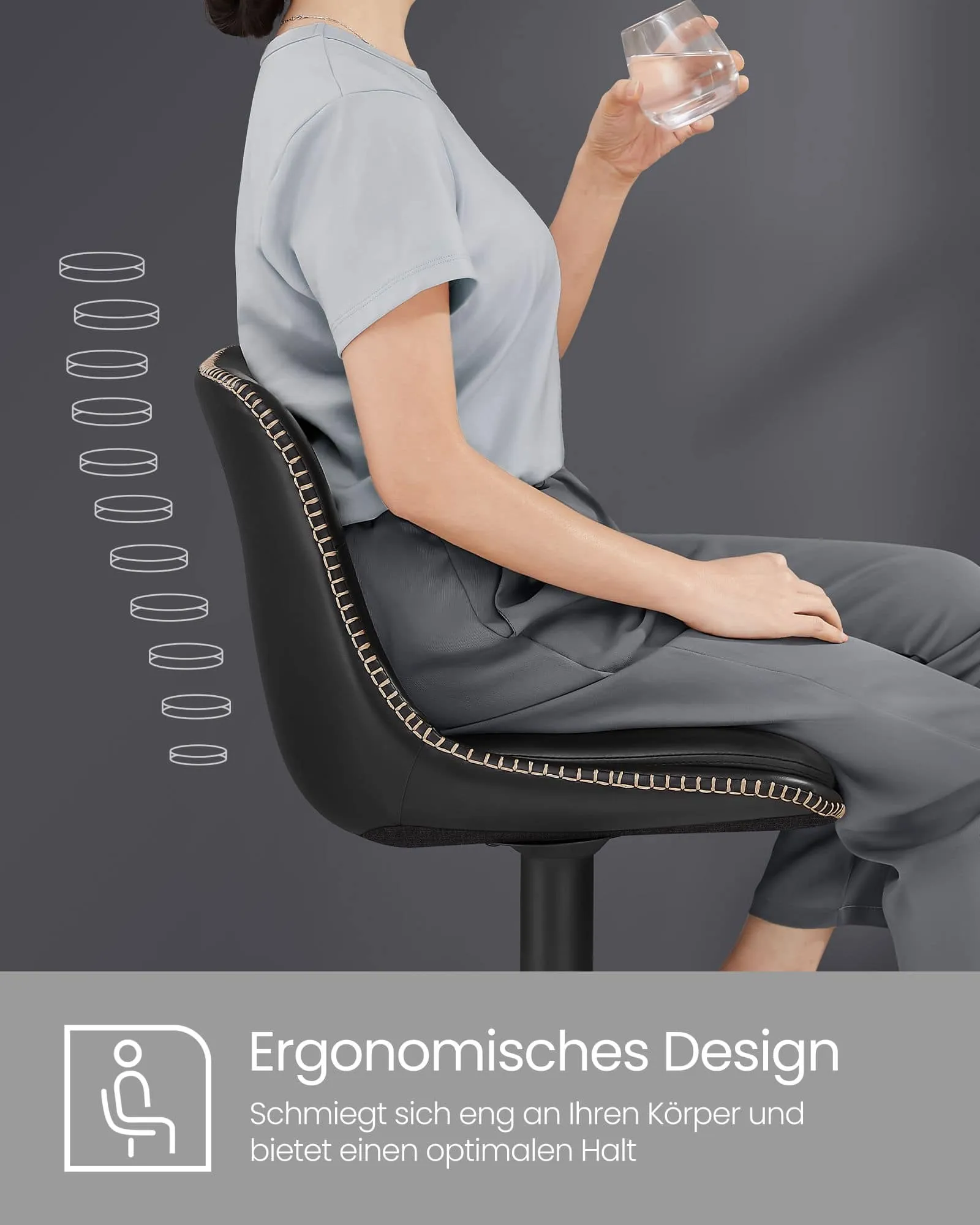 Baro kėdės juodos PU odos ergonomines 2 vnt komplektas Baro kėdės juodos PU odos ergonomines 2 vnt komplektas Akcija