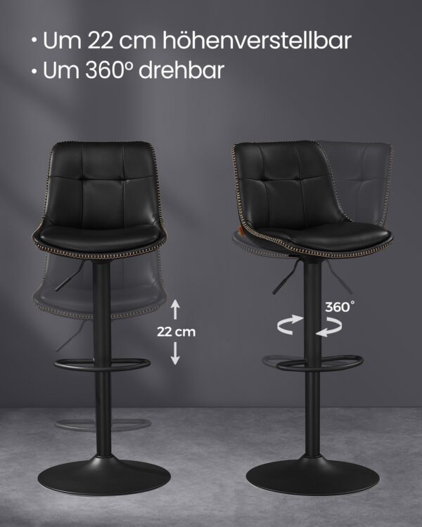 Baro kėdės juodos PU odos ergonomines 2 vnt komplektas 7