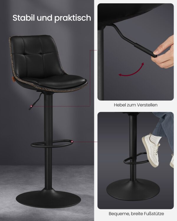 Baro kėdės juodos PU odos ergonomines 2 vnt komplektas 8